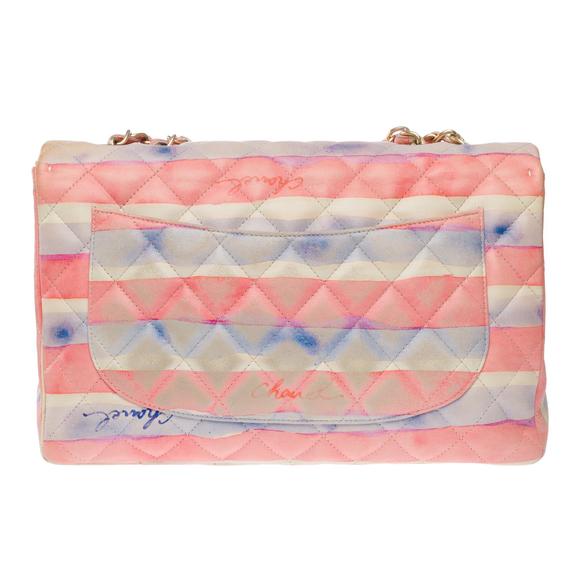 CHANEL Rare Timeless Jumbo Flap Bag Watercolor Print quilted lambskin, MGHW - Picture 4 of 12